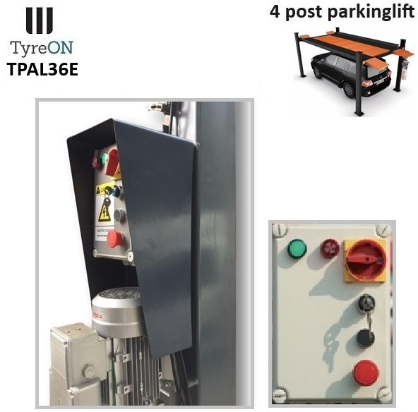 Peralatan bengkel TPAL36E 4 post parking lift- 3.6T - Height 222 cm - 480 cm runways - Electric release - For indoor and outdoor use - 230V - Park 2 vehicles on top of each: gambar 8