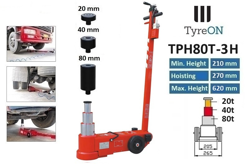 TPH80T-3H Air hydraulic jack 80 Tons - Minimum height 21 cm - Peralatan bengkel: gambar 1 TPH80T-3H Air hydraulic jack 80 Tons - Minimum height 21 cm - Peralatan bengkel: gambar 1