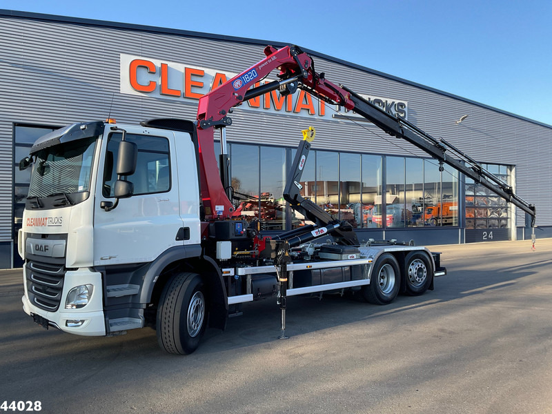 DAF FAN CF 340 Euro 6 HMF 18 Tonmeter laadkraan met lier Just 45.802 km! - Hook lift, Truk derek: gambar 1 DAF FAN CF 340 Euro 6 HMF 18 Tonmeter laadkraan met lier Just 45.802 km! - Hook lift, Truk derek: gambar 1