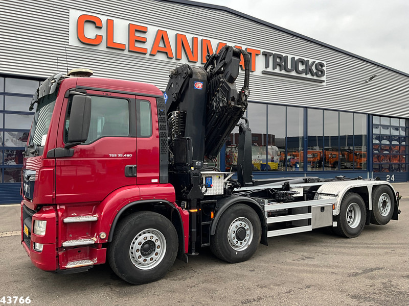 MAN TGS 35.480 8x4H Euro 6 HMF 40 Tonmeter laadkraan + Fly-Jib - Hook lift, Truk derek: gambar 2 MAN TGS 35.480 8x4H Euro 6 HMF 40 Tonmeter laadkraan + Fly-Jib - Hook lift, Truk derek: gambar 2