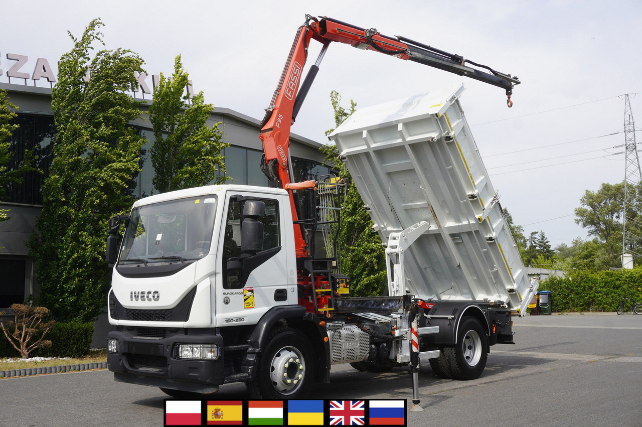 IVECO Eurocargo 160-250 / Fassi F95 crane / 120 tho. km / 3-sided tipper - Truk jungkit, Truk derek: gambar 1 IVECO Eurocargo 160-250 / Fassi F95 crane / 120 tho. km / 3-sided tipper - Truk jungkit, Truk derek: gambar 1