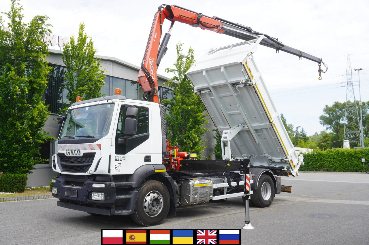 IVECO STRALIS 330 E6 / FASSI 195A 8.5 T / 3-side tipper - Truk jungkit, Truk derek: gambar 1 IVECO STRALIS 330 E6 / FASSI 195A 8.5 T / 3-side tipper - Truk jungkit, Truk derek: gambar 1