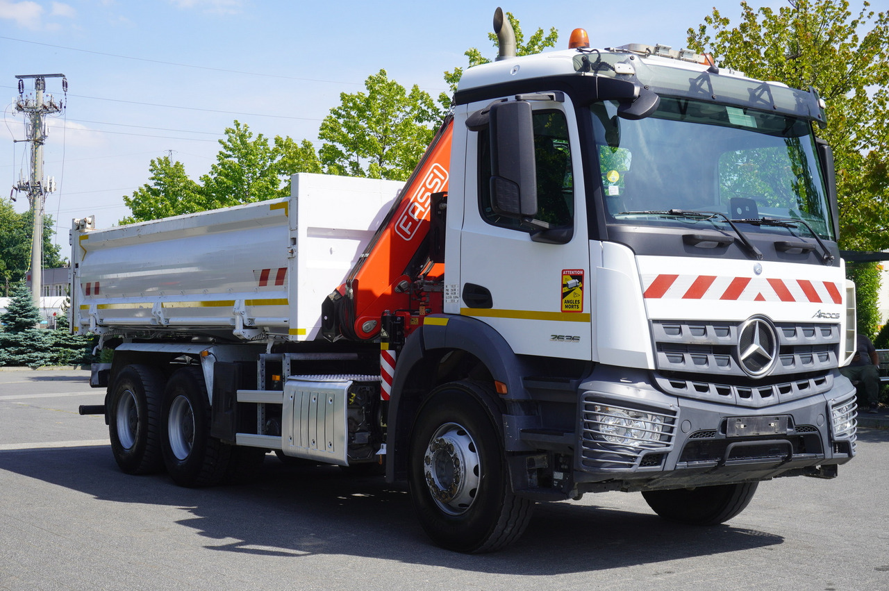 Truk derek MERCEDES-BENZ AROCS 2636 / Fassi F155A.0.22 crane 6t / 120 tho. km / 3-sided dump truck / 2 x Bordmatic: gambar 10
