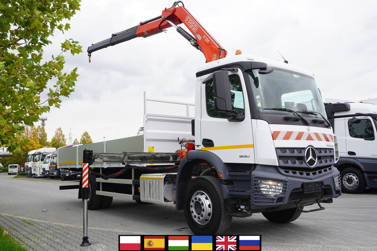 MERCEDES-BENZ Arocs 1830 / Flatbed 16 EPAL / HDS Fassi 155 / Reach 8 m / Load capacity 6160 kg - Truk derek: gambar 1 MERCEDES-BENZ Arocs 1830 / Flatbed 16 EPAL / HDS Fassi 155 / Reach 8 m / Load capacity 6160 kg - Truk derek: gambar 1