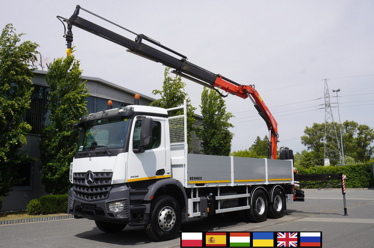 MERCEDES-BENZ Arocs 2633 flatbed truck / Crane FASSI F155A.0.23 / REMOTE CONTROL / 230,000 km - Truk flatbed, Truk derek: gambar 1 MERCEDES-BENZ Arocs 2633 flatbed truck / Crane FASSI F155A.0.23 / REMOTE CONTROL / 230,000 km - Truk flatbed, Truk derek: gambar 1