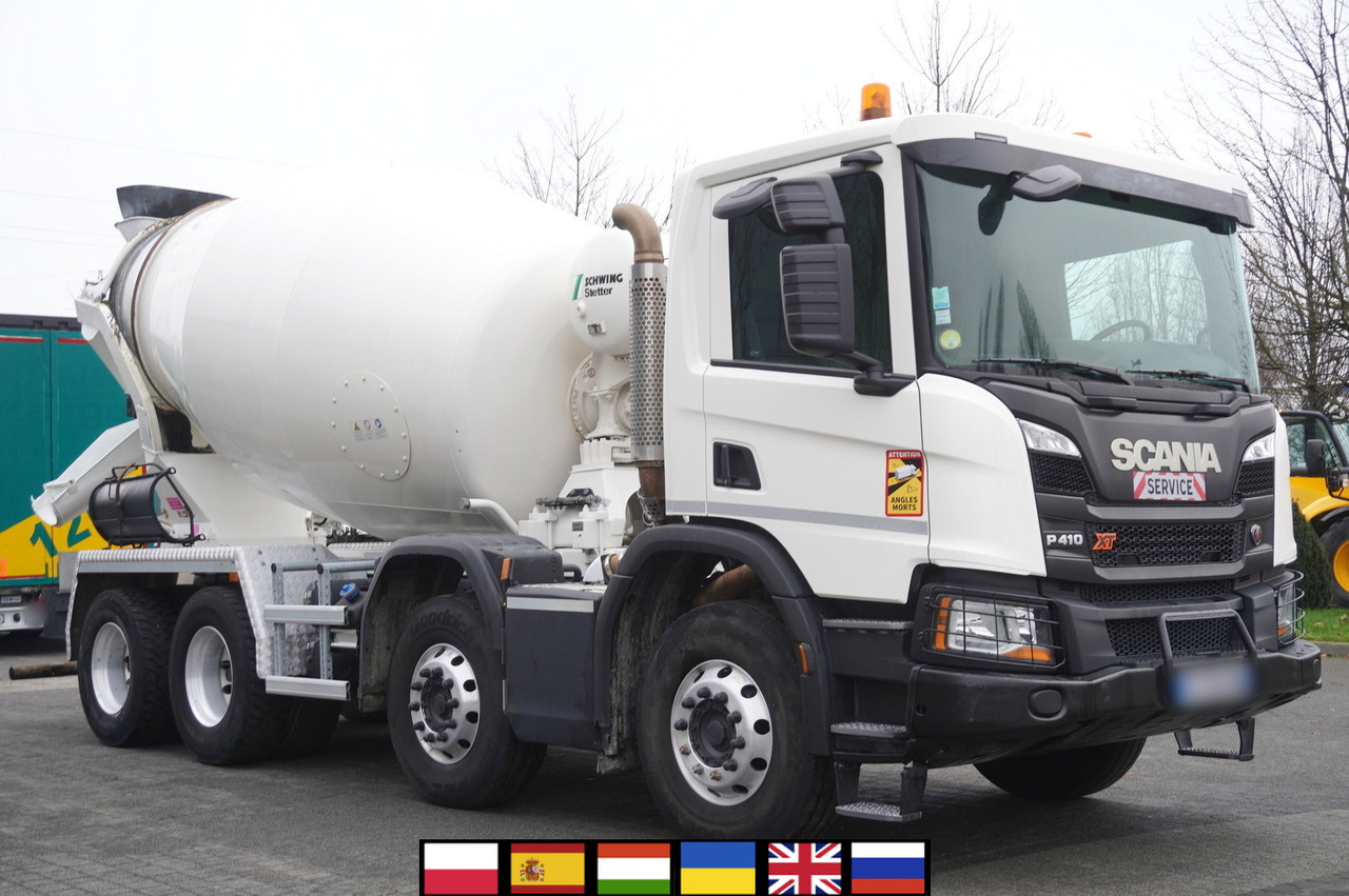 SCANIA P410 XT 8x4 / 80 tho. km!!! / SCHWING-STATTER AM 9 FHC 9 m3 concrete mixer - Truk pengaduk beton: gambar 1 SCANIA P410 XT 8x4 / 80 tho. km!!! / SCHWING-STATTER AM 9 FHC 9 m3 concrete mixer - Truk pengaduk beton: gambar 1