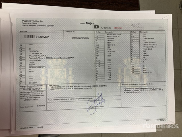 2018 Iveco Daily 2018 Movex TLH13 on 4x2 Bucket Truck - Platform udara yang dipasang di truk: gambar 1 2018 Iveco Daily 2018 Movex TLH13 on 4x2 Bucket Truck - Platform udara yang dipasang di truk: gambar 1