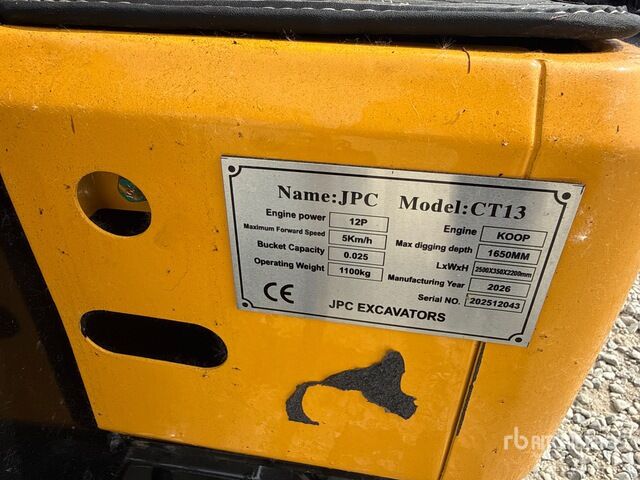 2026 JPC CT13 (Unused) Mini Excavator: <6.6t - Ekskavator mini: gambar 5 2026 JPC CT13 (Unused) Mini Excavator: <6.6t - Ekskavator mini: gambar 5