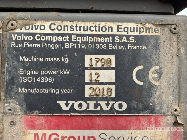 2018 Volvo EC18D Mini Excavator:  <6.6t - Ekskavator mini: gambar 4 2018 Volvo EC18D Mini Excavator:  <6.6t - Ekskavator mini: gambar 4
