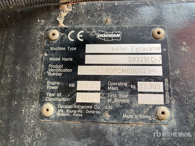 2022 Doosan DX225LC-7 Tracked Excavator - Ekskavator perayap: gambar 1 2022 Doosan DX225LC-7 Tracked Excavator - Ekskavator perayap: gambar 1