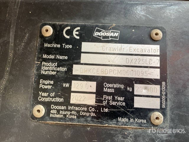 2022 Doosan DX225LC-7 Tracked Excavator - Ekskavator perayap: gambar 1 2022 Doosan DX225LC-7 Tracked Excavator - Ekskavator perayap: gambar 1