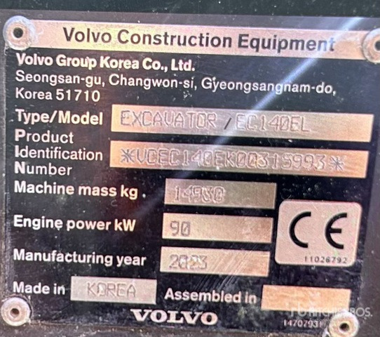 2023 Volvo EC140EL Tracked Excavator - Ekskavator perayap: gambar 1 2023 Volvo EC140EL Tracked Excavator - Ekskavator perayap: gambar 1