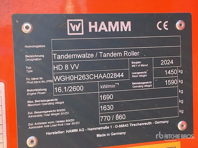 2024 Hamm HD8VV Double Drum Roller - Roller jalan: gambar 3 2024 Hamm HD8VV Double Drum Roller - Roller jalan: gambar 3