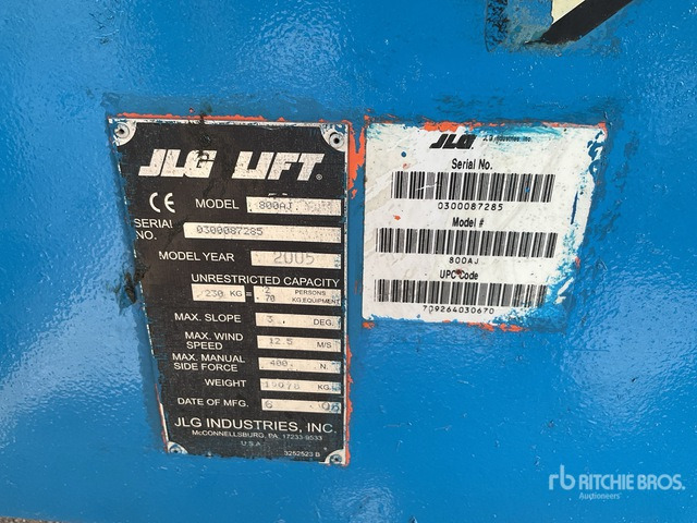 2005 JLG 800AJ 4WD Diesel Articulating Boom Lift - Boom artikulasi: gambar 1 2005 JLG 800AJ 4WD Diesel Articulating Boom Lift - Boom artikulasi: gambar 1