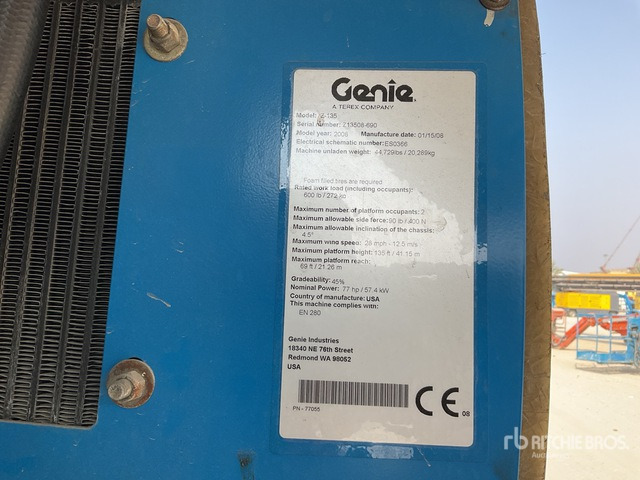 2008 Genie Z-135 4WD Diesel Articulating Boom Lift - Boom artikulasi: gambar 3 2008 Genie Z-135 4WD Diesel Articulating Boom Lift - Boom artikulasi: gambar 3