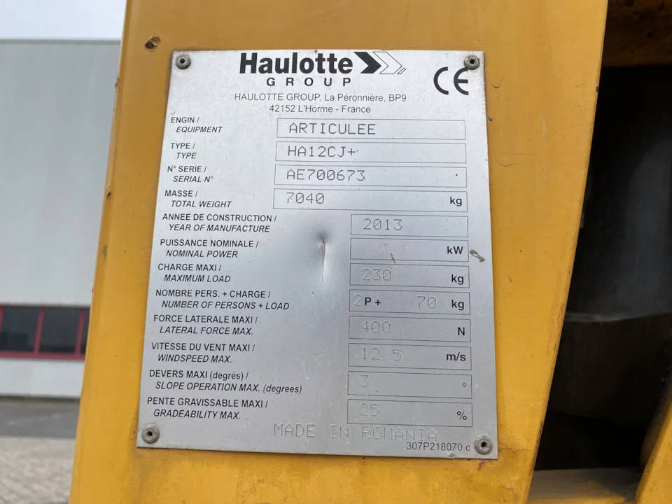 HAULOTTE HA 12 CJ+ - Boom artikulasi: gambar 4 HAULOTTE HA 12 CJ+ - Boom artikulasi: gambar 4