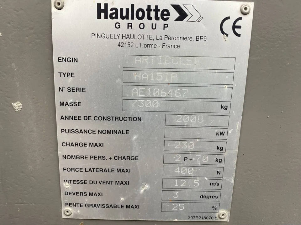 HAULOTTE HA 15 IP - Boom artikulasi: gambar 4 HAULOTTE HA 15 IP - Boom artikulasi: gambar 4
