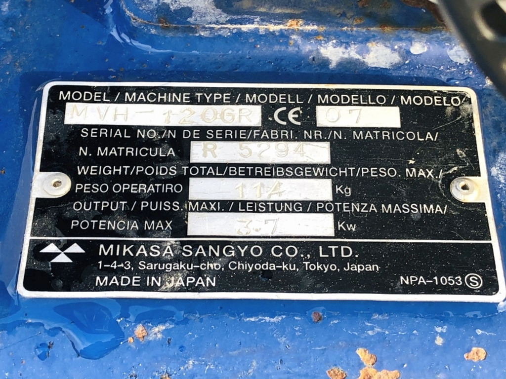 Diverses MIKASA MVH 120 GR (3932) - Pelat getar: gambar 3 Diverses MIKASA MVH 120 GR (3932) - Pelat getar: gambar 3