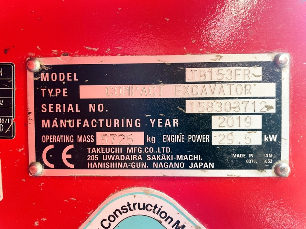 Takeuchi TB153FR (4091) - Ekskavator mini: gambar 3 Takeuchi TB153FR (4091) - Ekskavator mini: gambar 3