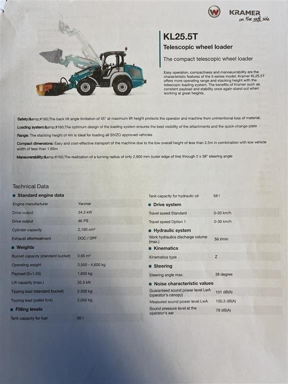 Kramer KL25.5T med Teleskoparm, så den har stor rækkevid - Loader depan teleskopik: gambar 5 Kramer KL25.5T med Teleskoparm, så den har stor rækkevid - Loader depan teleskopik: gambar 5