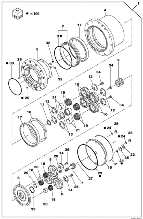 Case LN002390 - Final drive untuk Peralatan konstruksi: gambar 1 Case LN002390 - Final drive untuk Peralatan konstruksi: gambar 1