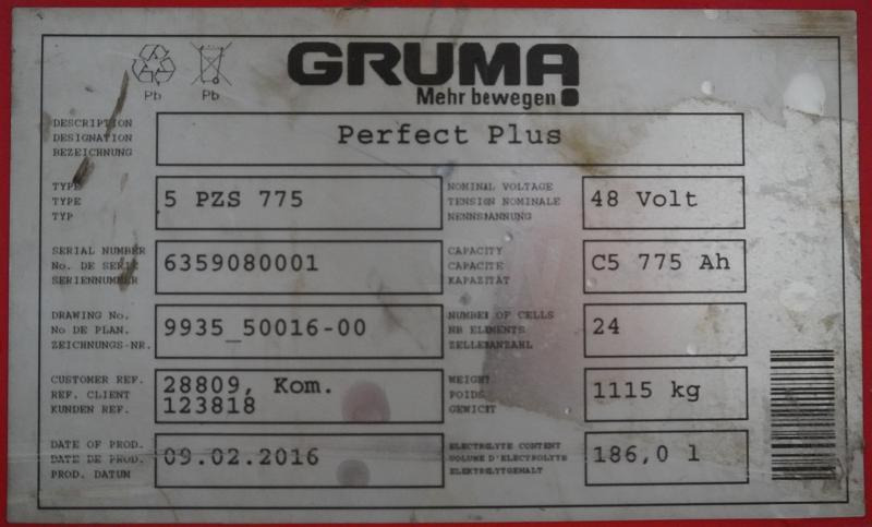 GRUMA 48 Volt 5 PzS 775 Ah - Baterai: gambar 5 GRUMA 48 Volt 5 PzS 775 Ah - Baterai: gambar 5
