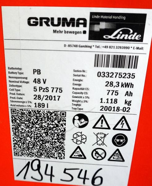 GRUMA 48 Volt 5 PzS 775 Ah - Baterai: gambar 5 GRUMA 48 Volt 5 PzS 775 Ah - Baterai: gambar 5
