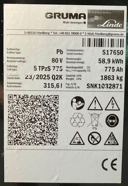 GRUMA 80 Volt 5 PzS 725 Ah - Baterai untuk Peralatan untuk menangani material: gambar 5 GRUMA 80 Volt 5 PzS 725 Ah - Baterai untuk Peralatan untuk menangani material: gambar 5