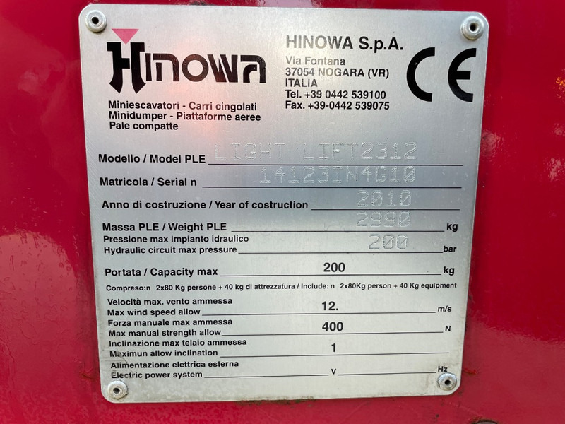 Hinowa Lightlift 23.12 IIIS - Boom artikulasi: gambar 3 Hinowa Lightlift 23.12 IIIS - Boom artikulasi: gambar 3
