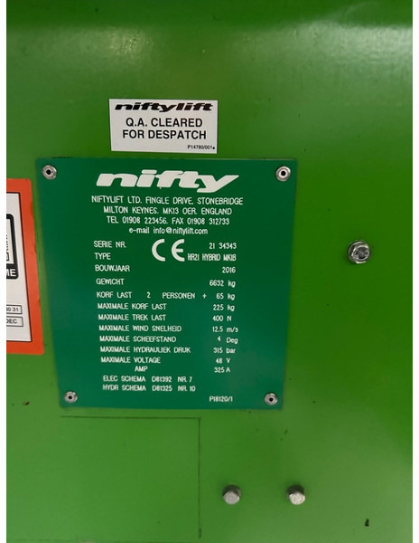 Boom artikulasi Niftylift HR 21 HYBRID: gambar 14