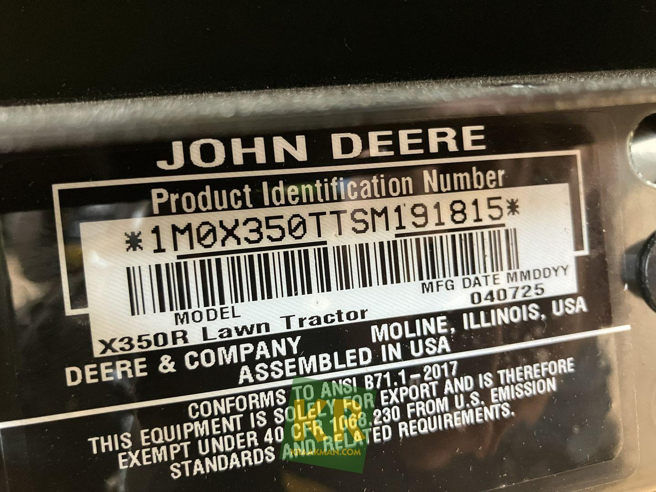 X350R John Deere - Mesin pemotong rumput: gambar 5 X350R John Deere - Mesin pemotong rumput: gambar 5