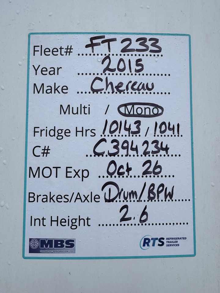 CHEREAU FT233 – Refrigerated semi trailer - Semi-trailer berpendingin: gambar 2 CHEREAU FT233 – Refrigerated semi trailer - Semi-trailer berpendingin: gambar 2