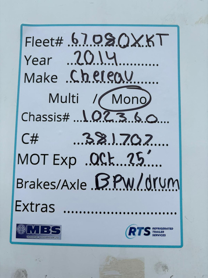 Chereau 2014 SLXi Spectrum – 67080XKT - Semi-trailer berpendingin: gambar 2 Chereau 2014 SLXi Spectrum – 67080XKT - Semi-trailer berpendingin: gambar 2