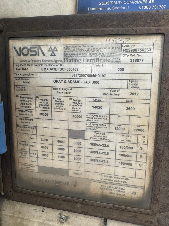 Semi-trailer berpendingin Gray and Adams 2012 Vector 1850 MT – 4832: gambar 21