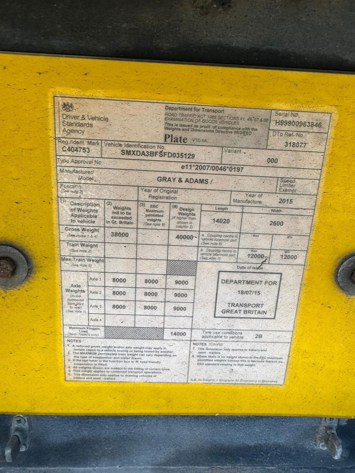Gray and Adams 2015 Vector 1550 - Semi-trailer berpendingin: gambar 5 Gray and Adams 2015 Vector 1550 - Semi-trailer berpendingin: gambar 5