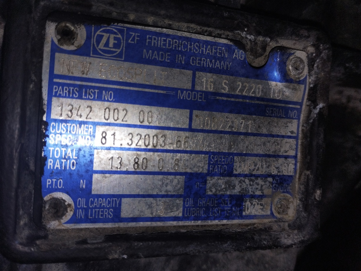 MAN Skrzynia Biegów TGA TGS ZF 16S2020 TO 16 S 2020 0.84 4x4 6x4 6x6 8x4 8x6 8x8 - Gearbox dan bagiannya untuk Truk: gambar 3 MAN Skrzynia Biegów TGA TGS ZF 16S2020 TO 16 S 2020 0.84 4x4 6x4 6x6 8x4 8x6 8x8 - Gearbox dan bagiannya untuk Truk: gambar 3