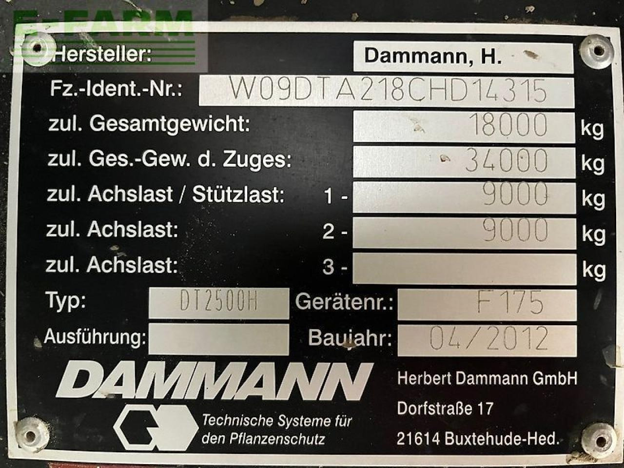Dammann dt2500h - Penyemprot tertinggal: gambar 2 Dammann dt2500h - Penyemprot tertinggal: gambar 2