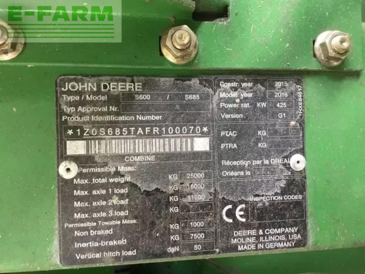 John Deere s685i my16 prod 20 - Pemanen gabungan: gambar 5 John Deere s685i my16 prod 20 - Pemanen gabungan: gambar 5