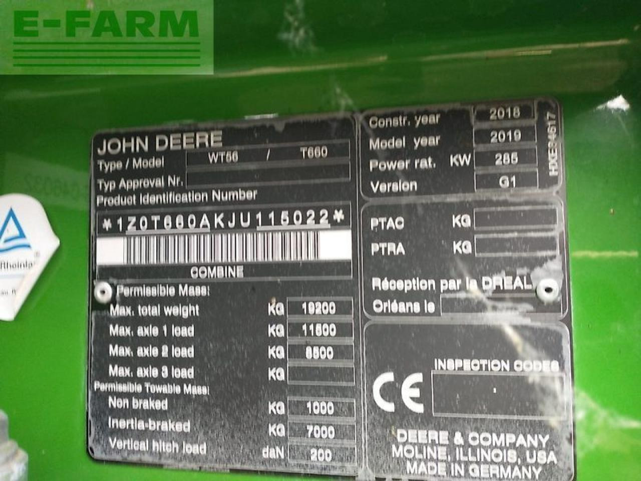 Pemanen gabungan John Deere t660 my18 prod 20: gambar 7