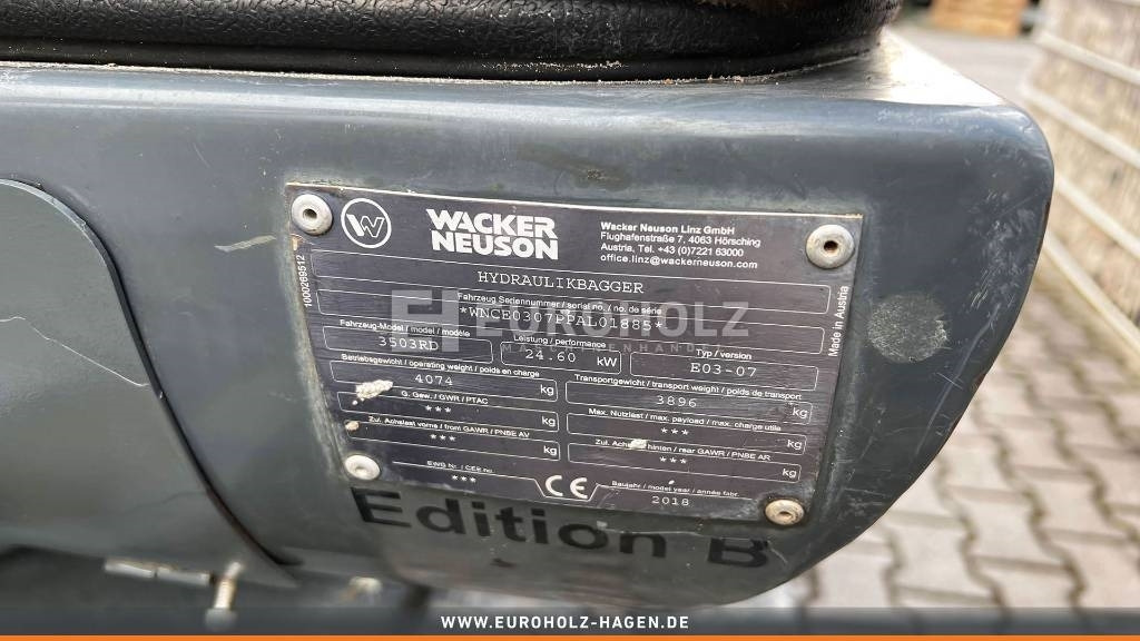 Ekskavator mini Wacker Minibagger 3503, VDS Kabine, Schnellwechsler MS03: gambar 13