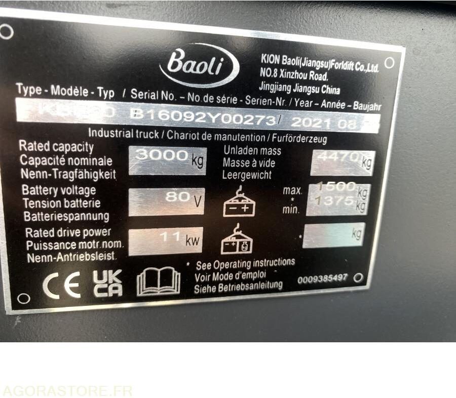 Chariot élévateur NEUF BAOLI KBE30N 3T ELECTRIQUE - Forklift listrik: gambar 3 Chariot élévateur NEUF BAOLI KBE30N 3T ELECTRIQUE - Forklift listrik: gambar 3
