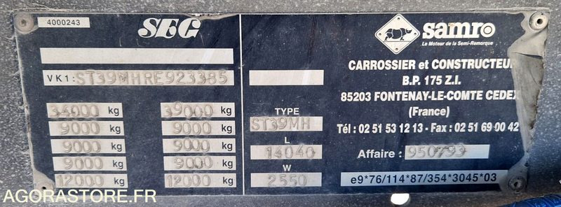 Remorque 3 essieux SAMRO - Semi-trailer: gambar 2 Remorque 3 essieux SAMRO - Semi-trailer: gambar 2