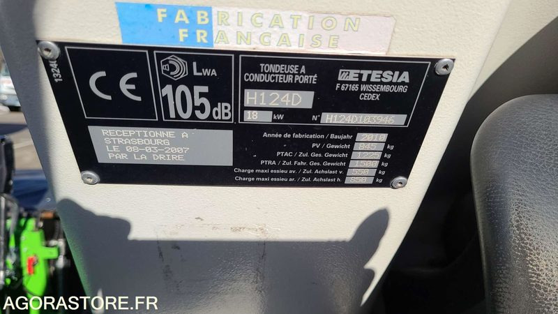 Tondeuse - Etesia H124D - BB637GN - Mesin pemotong rumput: gambar 4 Tondeuse - Etesia H124D - BB637GN - Mesin pemotong rumput: gambar 4