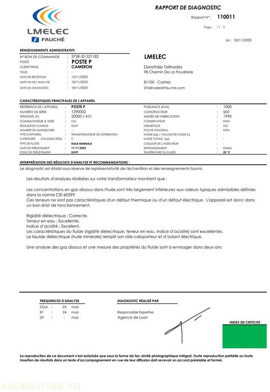 Transformateur électrique huile minérale 1000 kVA SNT - Peralatan dan perlengkapan: gambar 3 Transformateur électrique huile minérale 1000 kVA SNT - Peralatan dan perlengkapan: gambar 3
