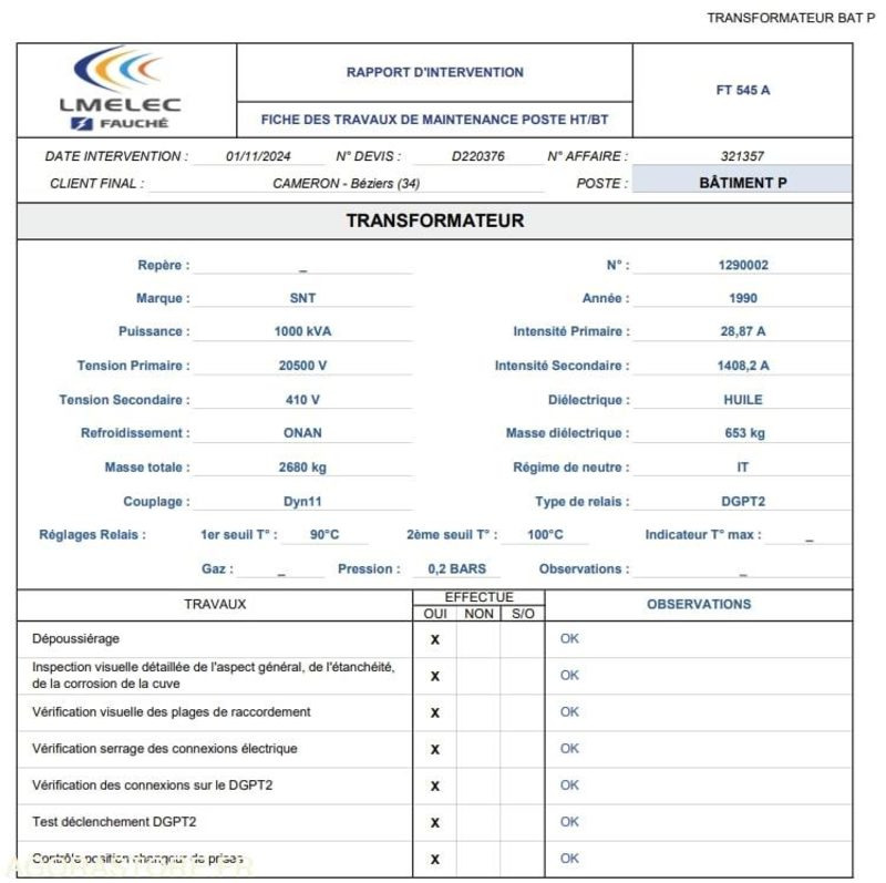 Transformateur électrique huile minérale 1000 kVA SNT - Peralatan dan perlengkapan: gambar 5 Transformateur électrique huile minérale 1000 kVA SNT - Peralatan dan perlengkapan: gambar 5
