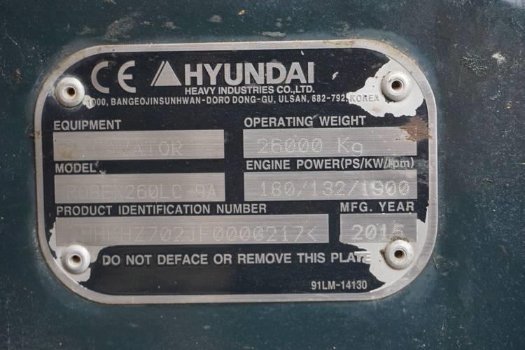 Ekskavator perayap Hyundai R260LC-9A: gambar 23