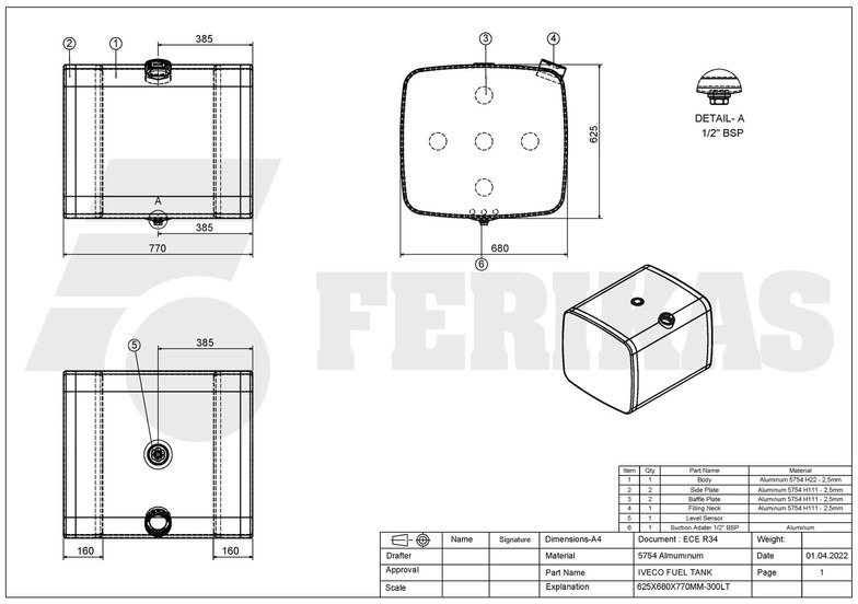 Tangki bahan bakar untuk Truk baru Iveco New aluminum fuel tank 300L: gambar 7 Tangki bahan bakar untuk Truk baru Iveco New aluminum fuel tank 300L: gambar 7