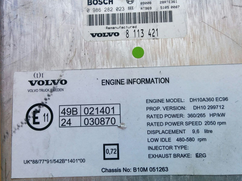 Volvo Bosh 0986282023 . /1209/ - ECU: gambar 1 Volvo Bosh 0986282023 . /1209/ - ECU: gambar 1