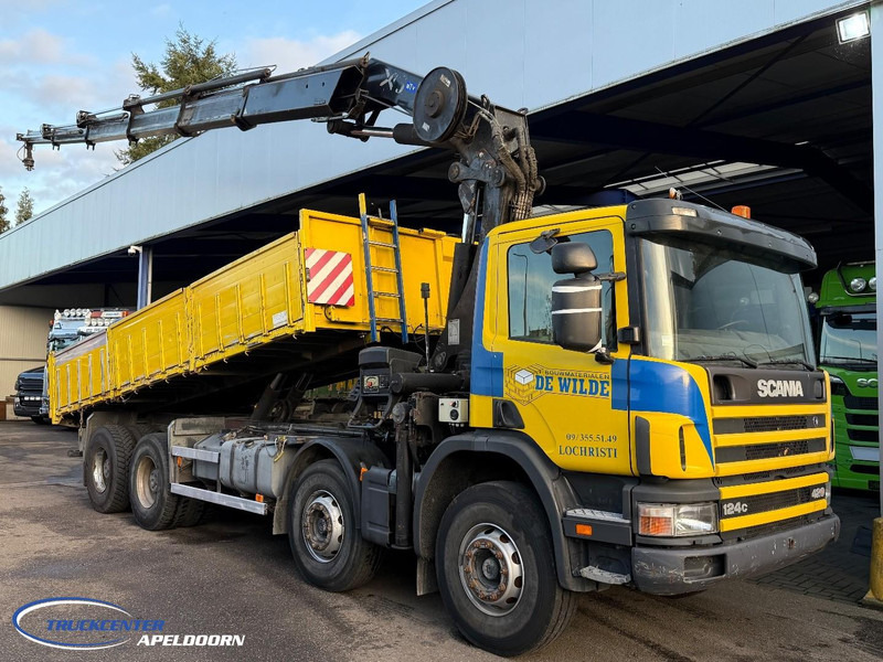 Scania P124-420 8x4 Naafreductie, Bladgeveerd, Handgeschakeld, HIAB 322 E5 - Truk jungkit, Truk derek: gambar 1 Scania P124-420 8x4 Naafreductie, Bladgeveerd, Handgeschakeld, HIAB 322 E5 - Truk jungkit, Truk derek: gambar 1