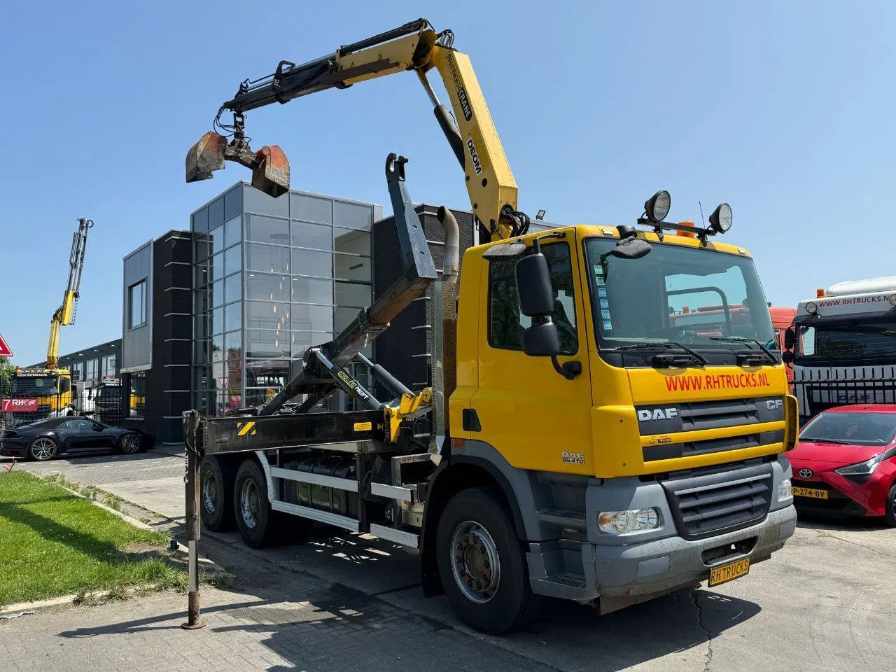 DAF CF 85.410 6X4 - EURO 5 + PALFINGER PK15500 + REM - Hook lift, Truk derek: gambar 1 DAF CF 85.410 6X4 - EURO 5 + PALFINGER PK15500 + REM - Hook lift, Truk derek: gambar 1